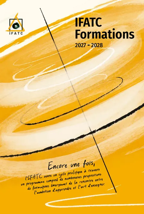 Cover of the printed IFATC Formations 2027-2028 catalogue, ochre brushstrokes