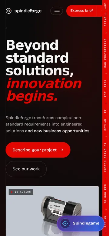 First screen of spindleforge.io on a phone